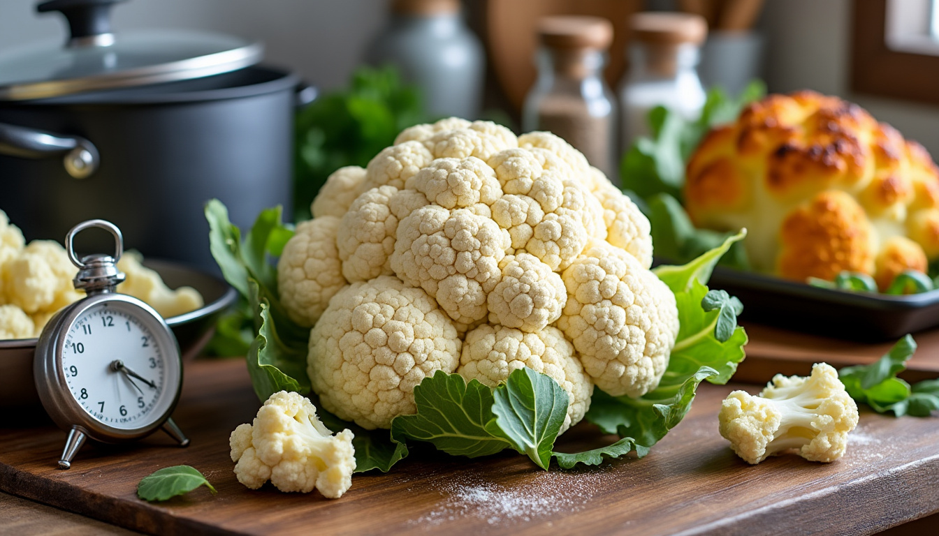 Quel est le temps de cuisson idéal pour un chou-fleur et ses variantes découvrez le temps de cuisson idéal pour le chou-fleur et ses différentes variantes afin de réussir parfaitement vos recettes, qu'elles soient à la vapeur, au four ou à l'eau.